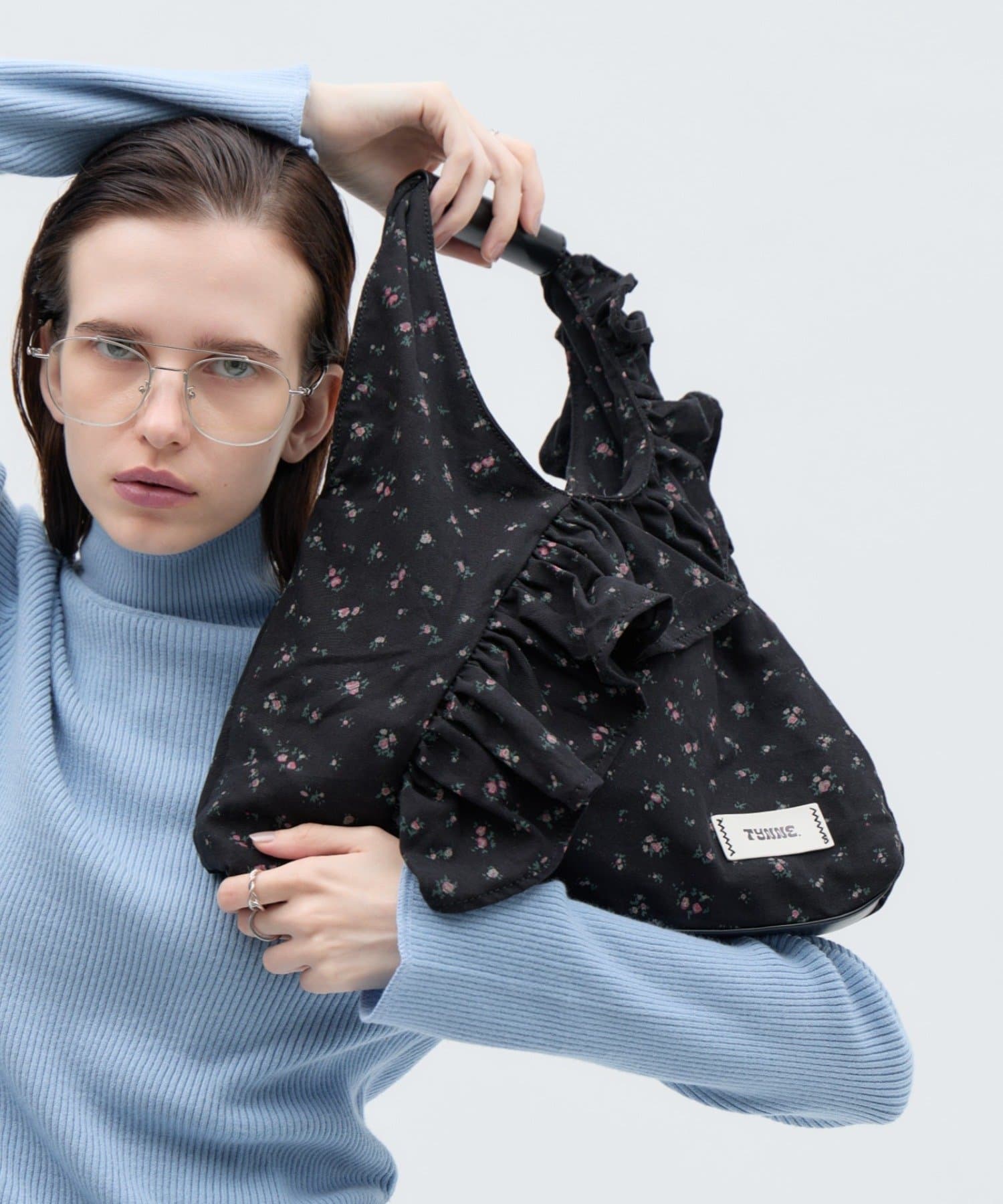 【26Winter展示会 出展商品】【TYNNE.】配色フリルトライアングル2WAYショルダーBAG