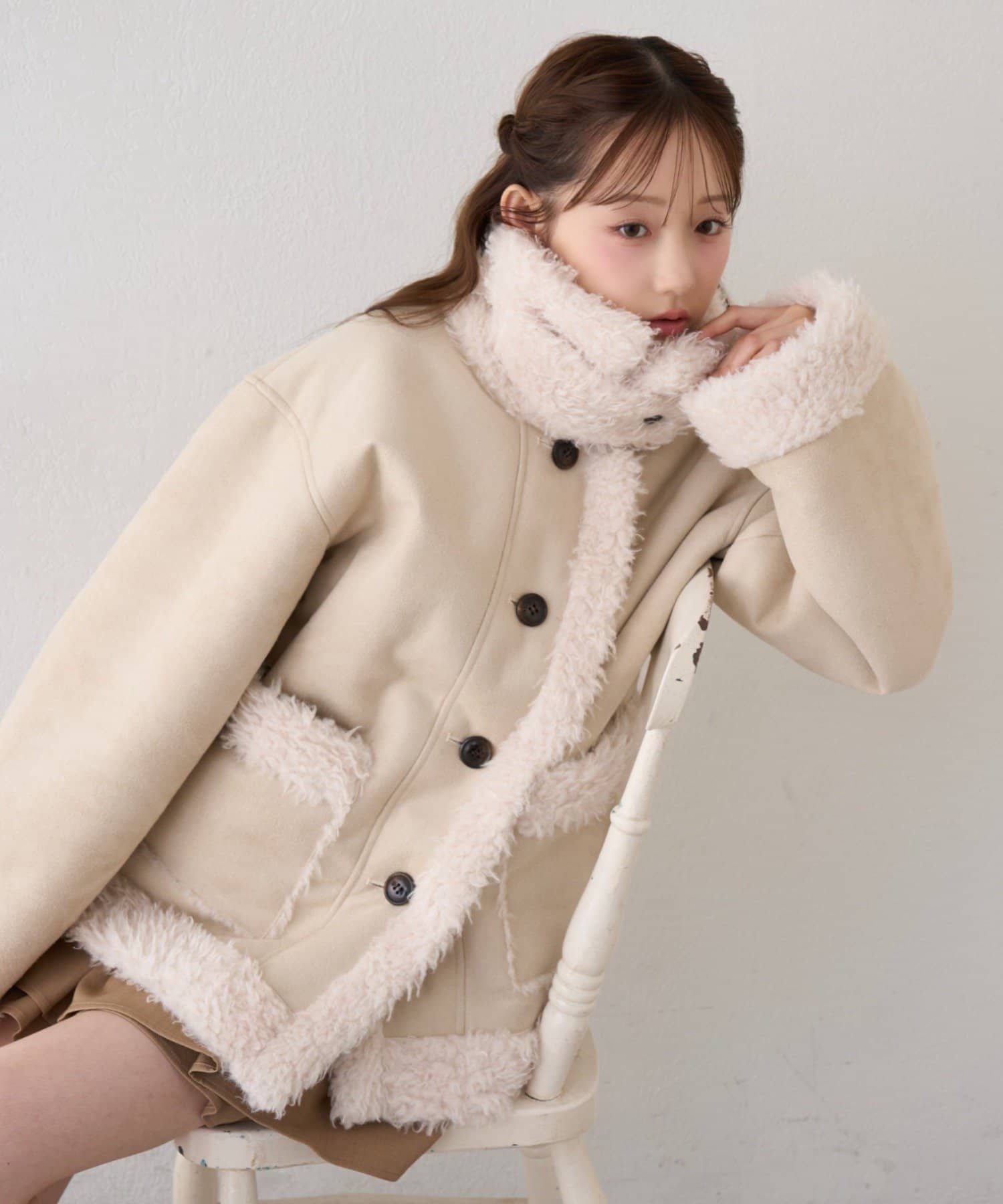 RMAF】ムートンファースタンドミドルコート | NICE CLAUP / OLIVE des