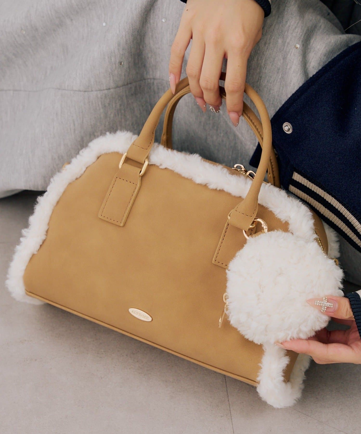 NICE CLAUP / OLIVE des OLIVE OUTLET(ナイスクラップ  / オリーブ デ オリーブ アウトレット) 【RMAF】ムートンボストンバック
