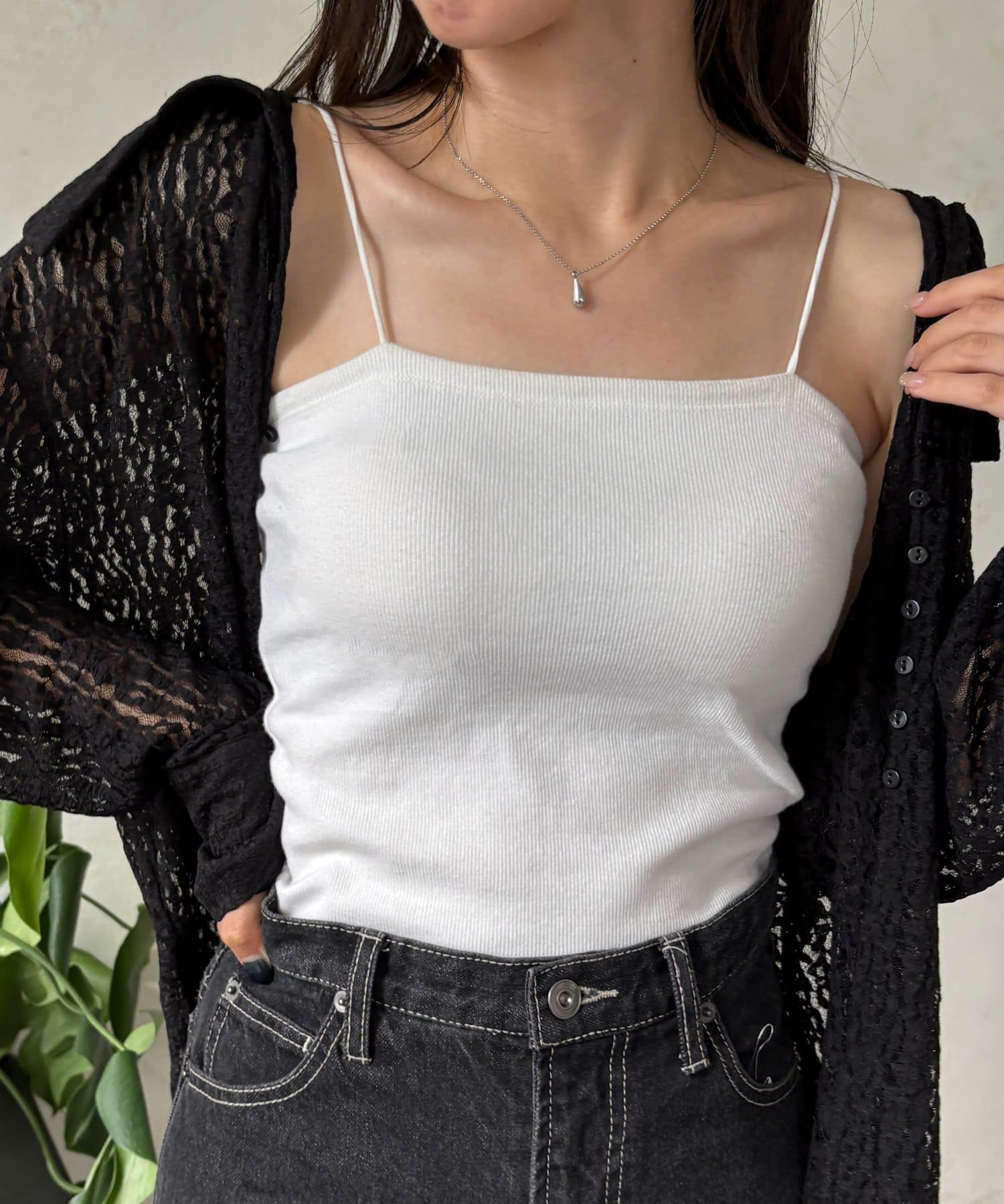 CAPRICIEUX LE'MAGE(カプリシュレマージュ) 【S・Mサイズ展開あり】1ストラップカップ付キャミ
