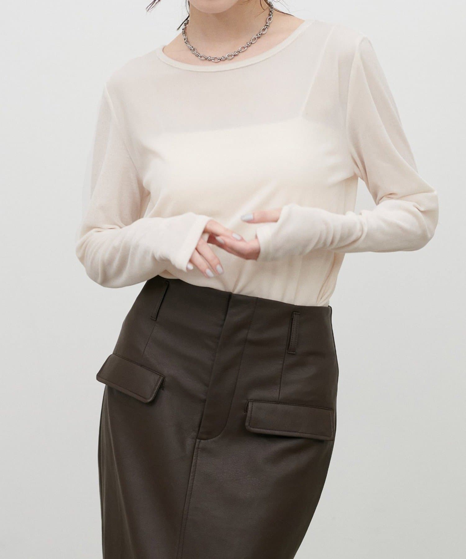 NICE CLAUP / OLIVE des OLIVE OUTLET(ナイスクラップ  / オリーブ デ オリーブ アウトレット) 【LARUTA】長袖シアーとろもちベロアプルオーバー