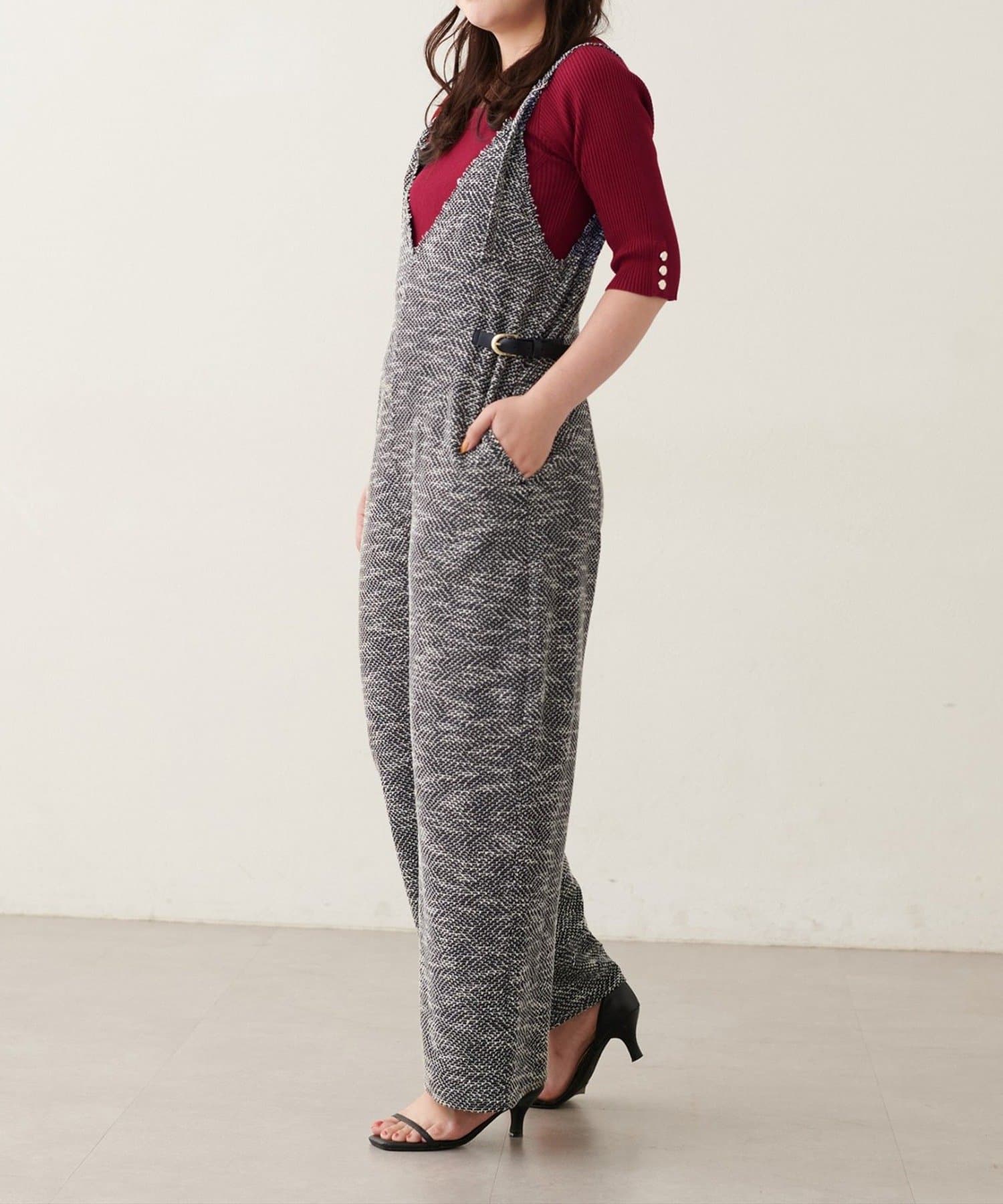 NICE CLAUP / OLIVE des OLIVE OUTLET(ナイスクラップ  / オリーブ デ オリーブ アウトレット) 【natural couture】ニットツイードサロペット