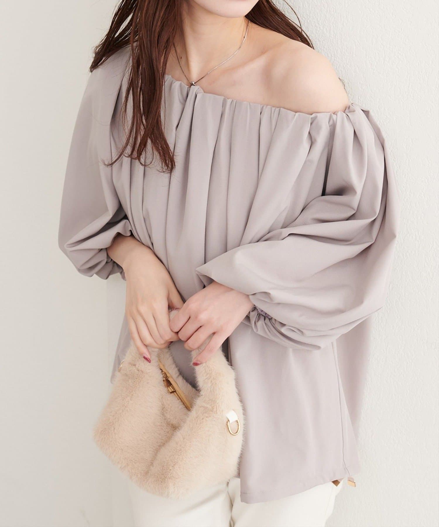 NICE CLAUP / OLIVE des OLIVE OUTLET(ナイスクラップ  / オリーブ デ オリーブ アウトレット) 【natural couture】マルチWAYバルーンブラウス