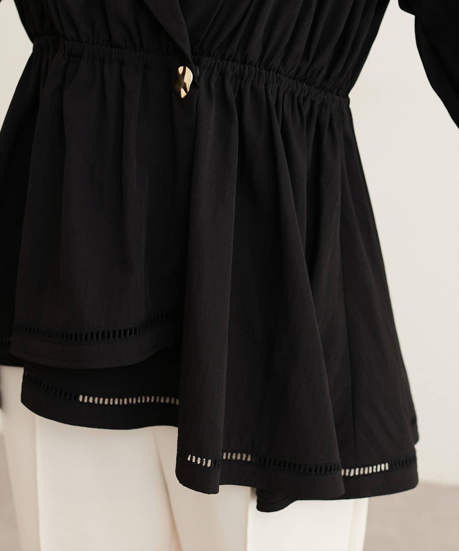 NICE CLAUP / OLIVE des OLIVE OUTLET(ナイスクラップ  / オリーブ デ オリーブ アウトレット) 【natural couture】衿付きラップペプラムチュニック