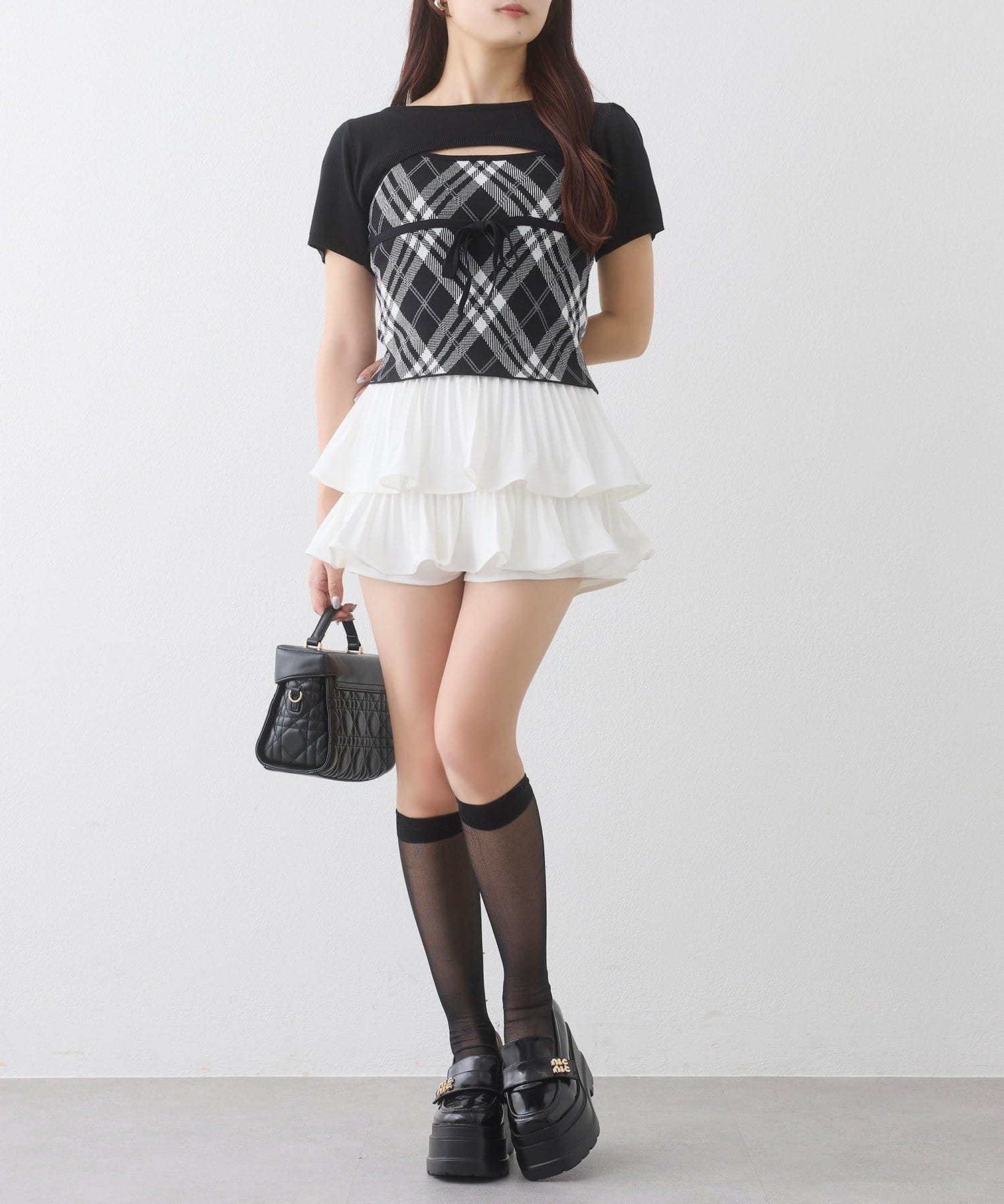 NICE CLAUP / OLIVE des OLIVE OUTLET(ナイスクラップ  / オリーブ デ オリーブ アウトレット) 【one after another】ボレロsetチェックキャミニット