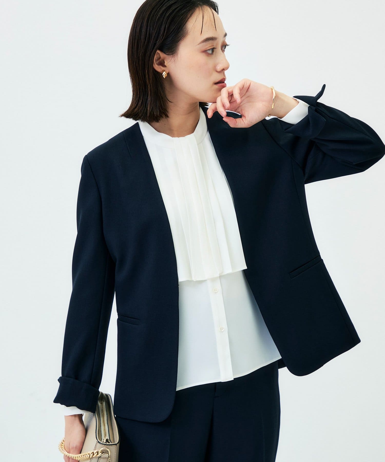 NOLLEY'S(ノーリーズ) セットアップ対応速乾/防シワ/抗ピリングウォッシャブルシャークVネックジャケット