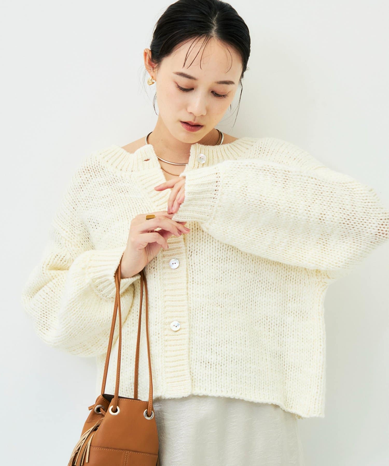 NOLLEY'S(ノーリーズ) 《手洗い可能》スラブヤーンハンド風2WAYプルオーバー