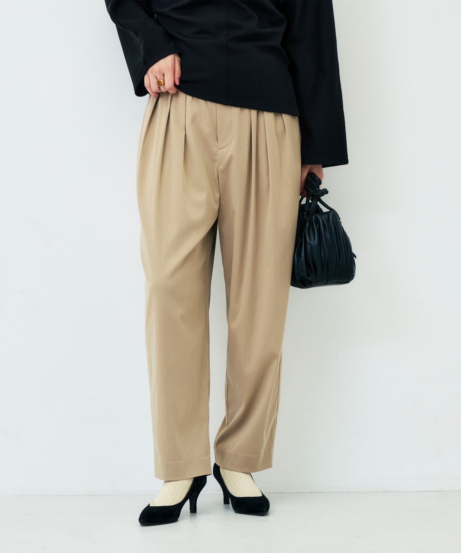 NOLLEY'S(ノーリーズ) 《ストレッチ》ウォッシャブルキュプラツイルカーブパンツ