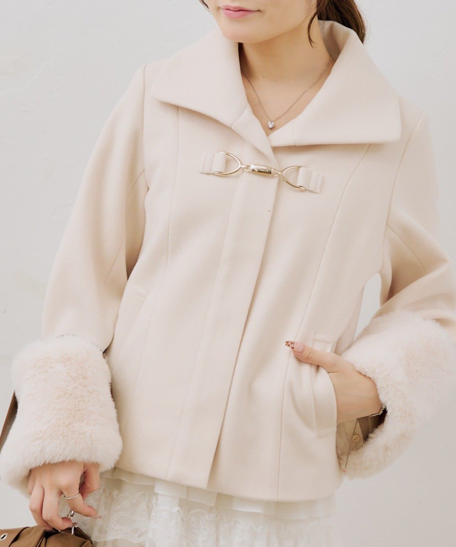 NICE CLAUP / OLIVE des OLIVE OUTLET(ナイスクラップ  / オリーブ デ オリーブ アウトレット) 【ANOTHER BRANCH】ビット付フェイクウールショートコート