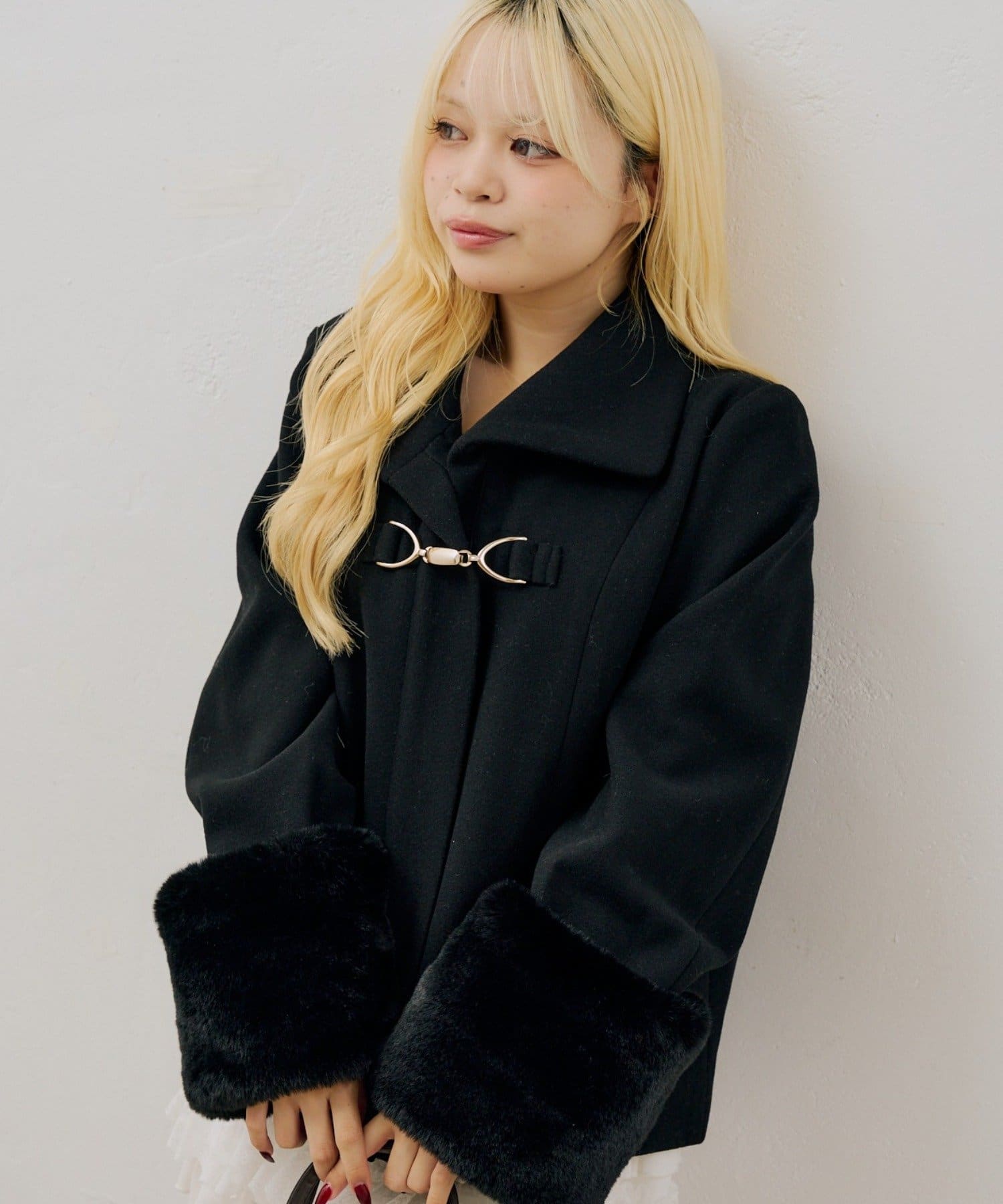 NICE CLAUP / OLIVE des OLIVE OUTLET(ナイスクラップ  / オリーブ デ オリーブ アウトレット) 【ANOTHER BRANCH】ビット付フェイクウールショートコート