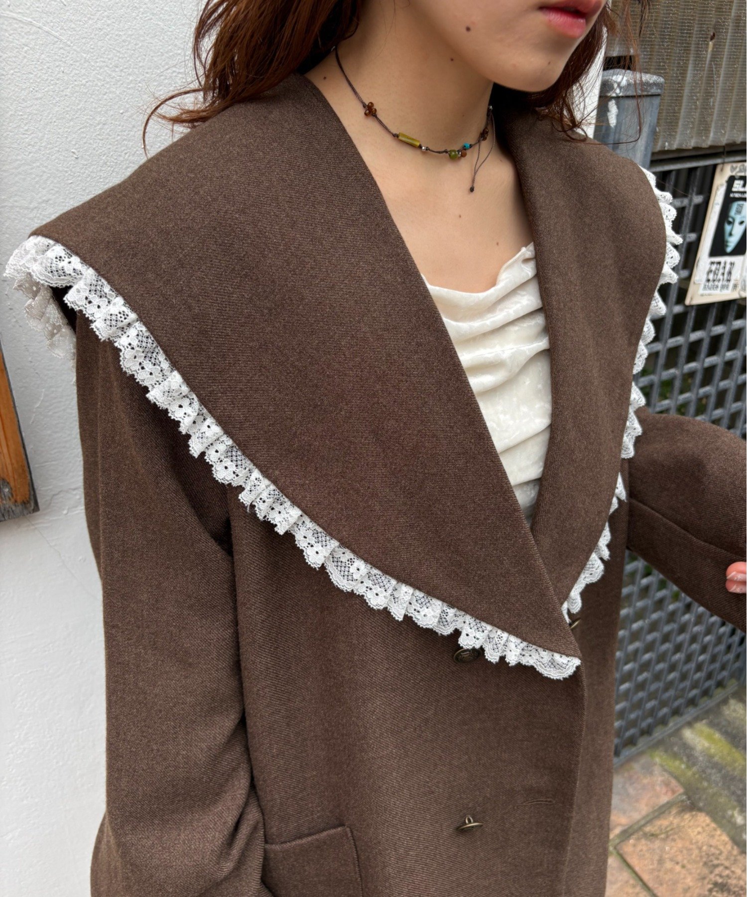 w closet(ダブルクローゼット) フリルレースセーラージャケット