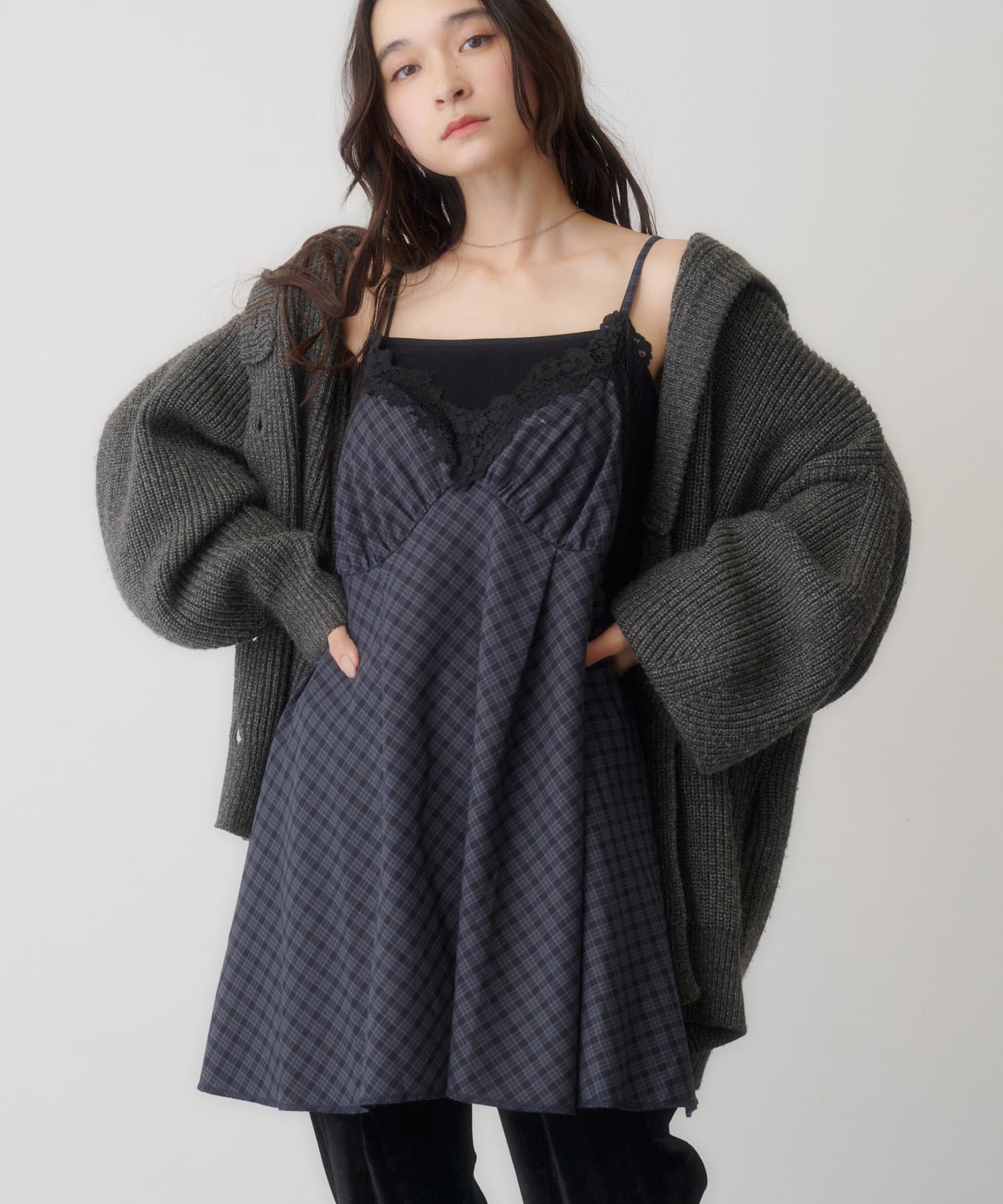 Kastane(カスタネ) 【10.31(土)12:00発売】レースチェックキャミチュニック