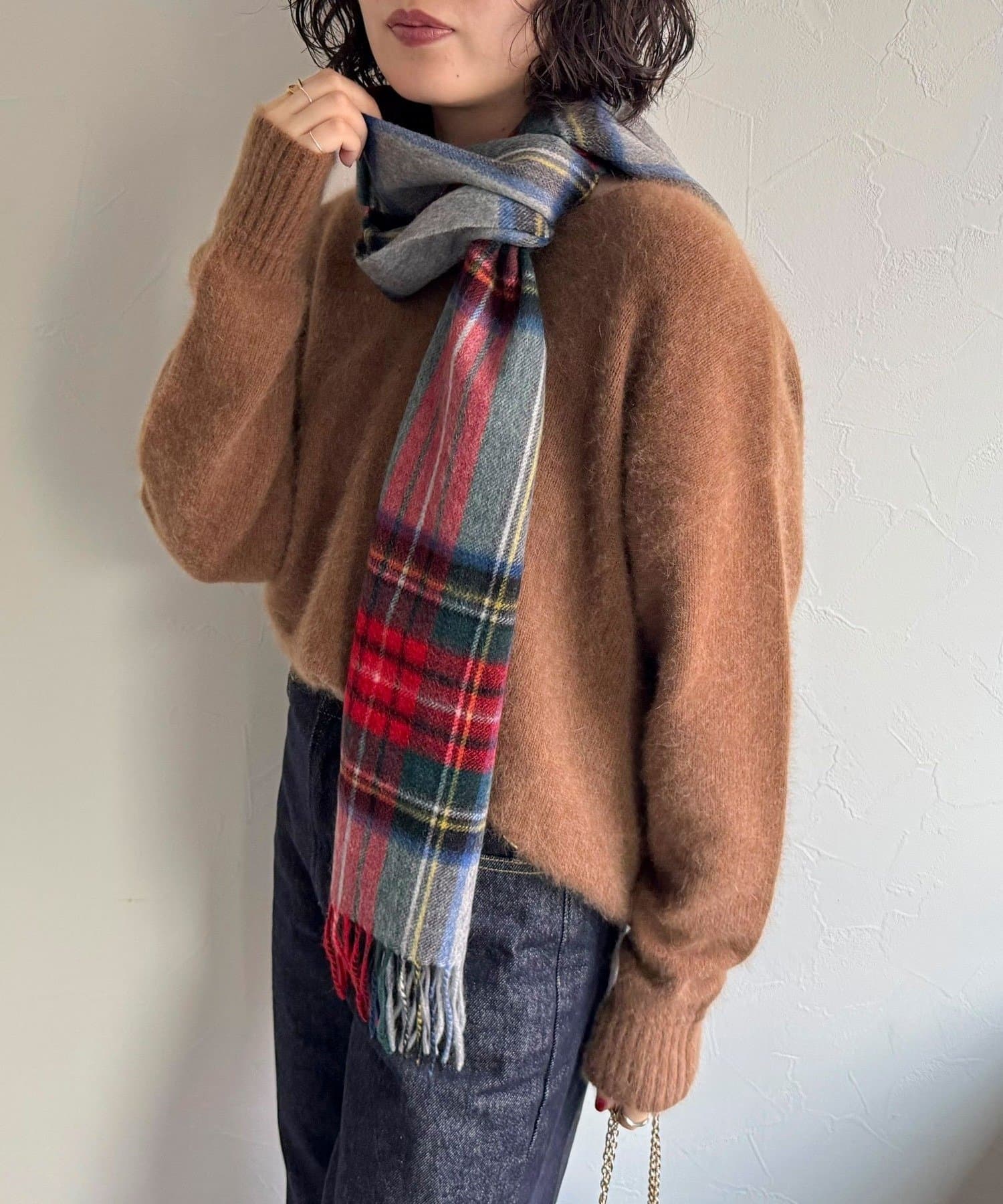 FREDY & GLOSTER(フレディ アンド グロスター) カシミヤチェックストール30幅