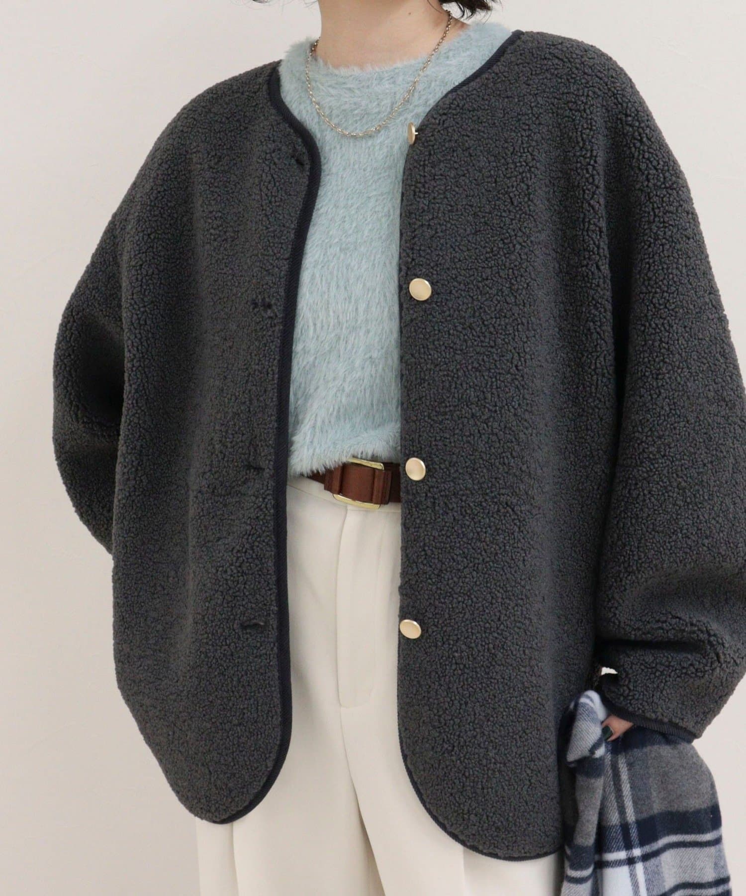 FREDY & GLOSTER(フレディ アンド グロスター) ノーカラーボアフリースコート