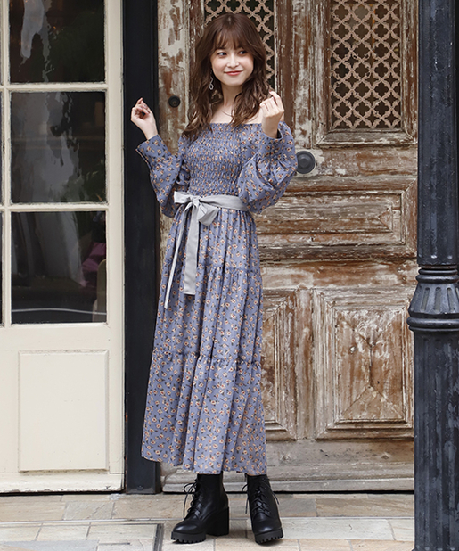 シャーリングロングワンピース One After Another Nice Claup ワンアフターアナザー ナイスクラップ レディース Pal Closet パルクローゼット パルグループ公式ファッション通販サイト