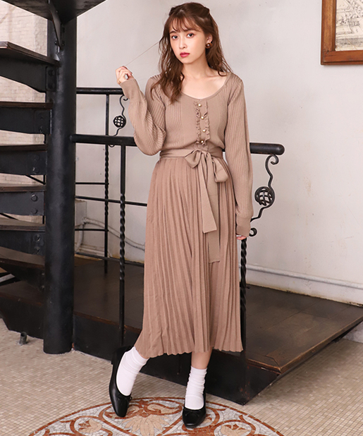 Web Store限定 レディニットプリーツワンピース One After Another Nice Claup ワンアフターアナザー ナイスクラップ レディース Pal Closet パルクローゼット パルグループ公式ファッション通販サイト