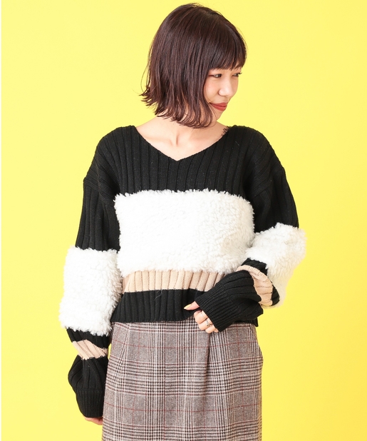 Mystic ファー切替バイカラーニット Outlet アウトレット レディース Pal Closet パルクローゼット パルグループ公式ファッション通販サイト