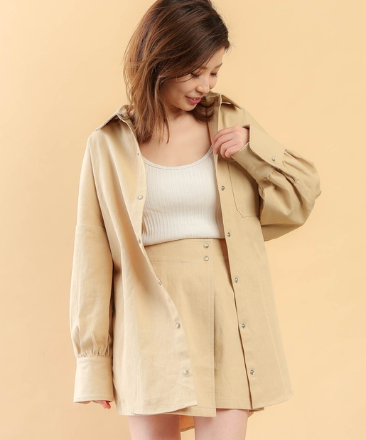 フーズフーチコ　セットアップ　ツイルBIGシャツ　ツイルラップスカパン ラップデザインスカパン | Chico(チコ)レディース | PAL CLOSET