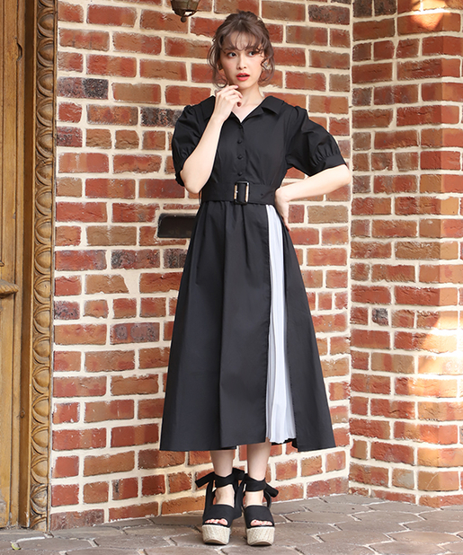 プリーツ切替え開襟ワンピース One After Another Nice Claup ワンアフターアナザー ナイスクラップ レディース Pal Closet パルクローゼット パルグループ公式ファッション通販サイト