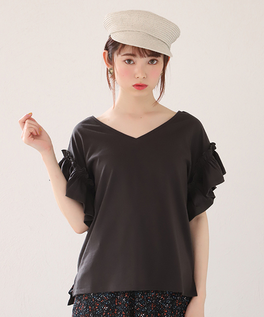 one after another NICE CLAUP(ワンアフターアナザー ナイスクラップ) 【WEB STORE限定】袖フリルＴシャツ