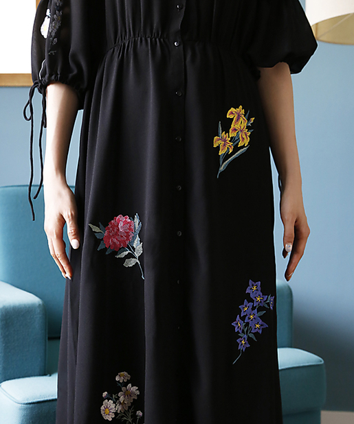 黒花柄ジョーゼットワンピース One After Another Nice Claup ワンアフターアナザー ナイスクラップ レディース Pal Closet パルクローゼット パルグループ公式ファッション通販サイト