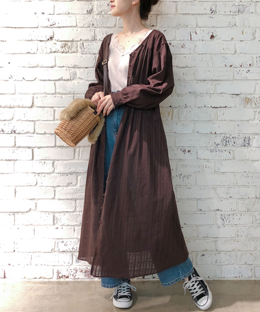 Web Store限定 シアーチェックロングガウンワンピース One After Another Nice Claup ワンアフターアナザー ナイスクラップ レディース Pal Closet パルクローゼット パルグループ公式ファッション通販サイト